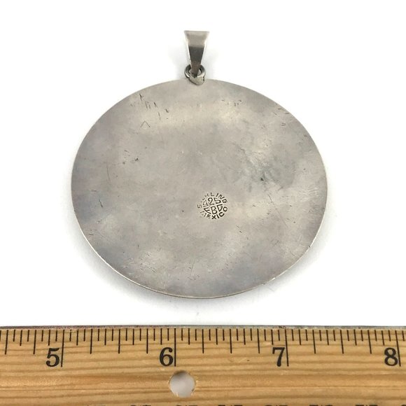 Sterling Silver 925 Large Mayan Calendar Pendant - Picture 2 of 2